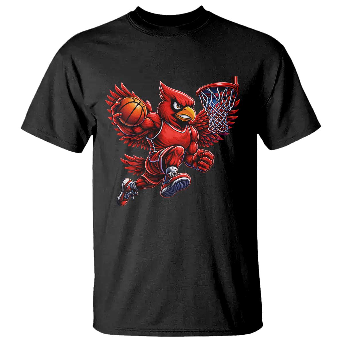 Cardinal Playing Basketball Graphic T Shirt Dunk Mascot Sports Fan Gift