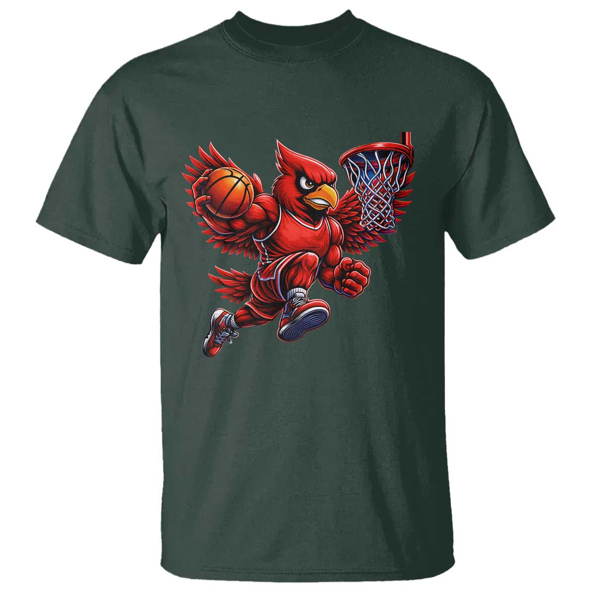 Cardinal Playing Basketball Graphic T Shirt Dunk Mascot Sports Fan Gift