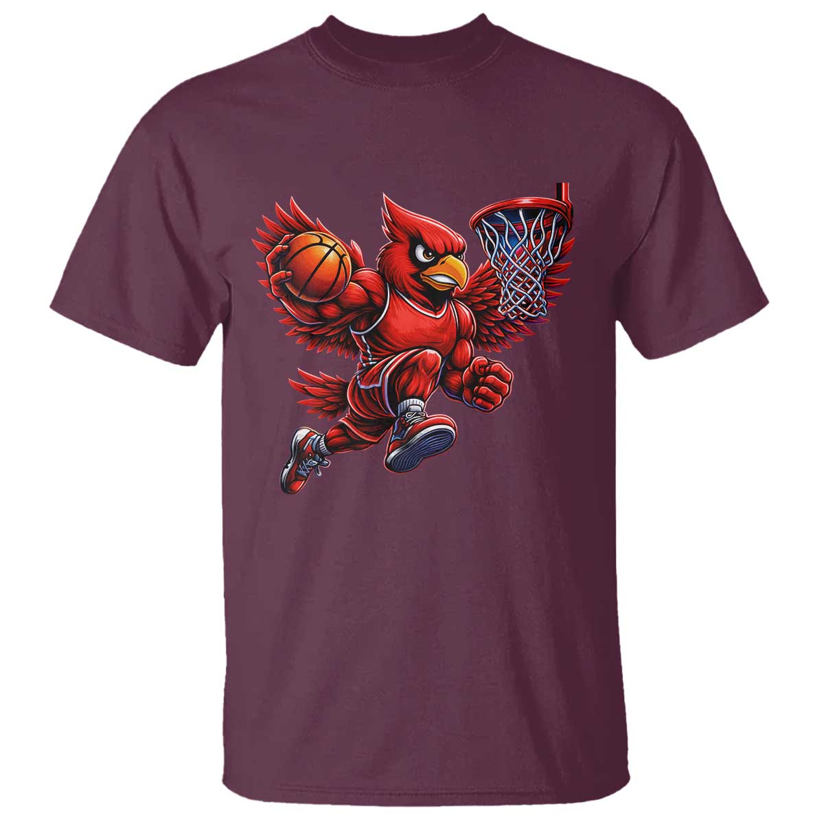 Cardinal Playing Basketball Graphic T Shirt Dunk Mascot Sports Fan Gift