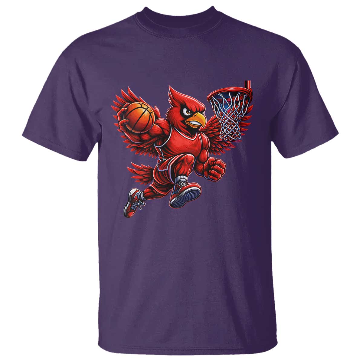 Cardinal Playing Basketball Graphic T Shirt Dunk Mascot Sports Fan Gift
