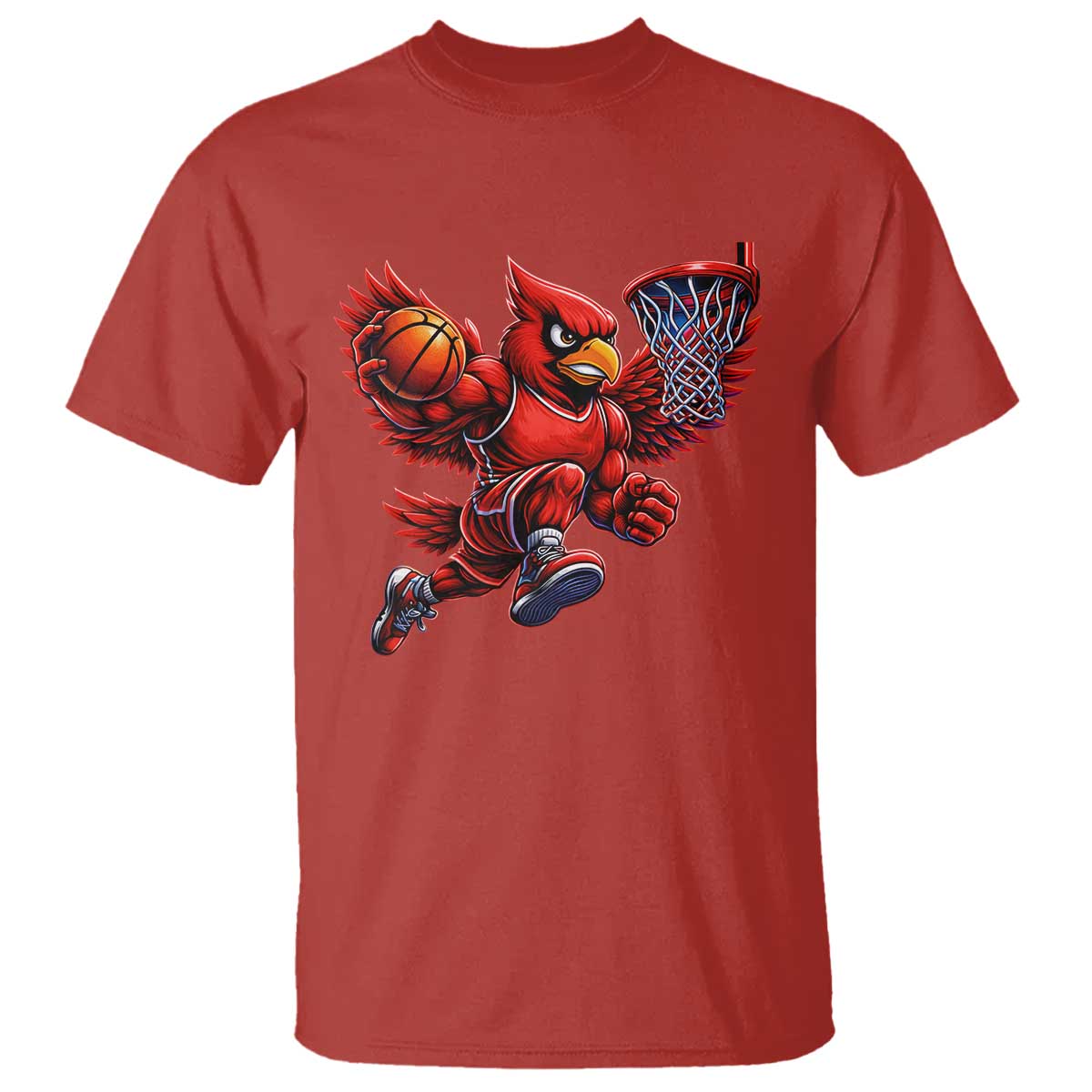 Cardinal Playing Basketball Graphic T Shirt Dunk Mascot Sports Fan Gift