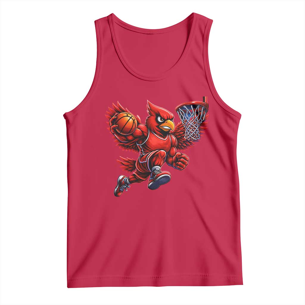 Cardinal Playing Basketball Graphic Tank Top Dunk Mascot Sports Fan Gift