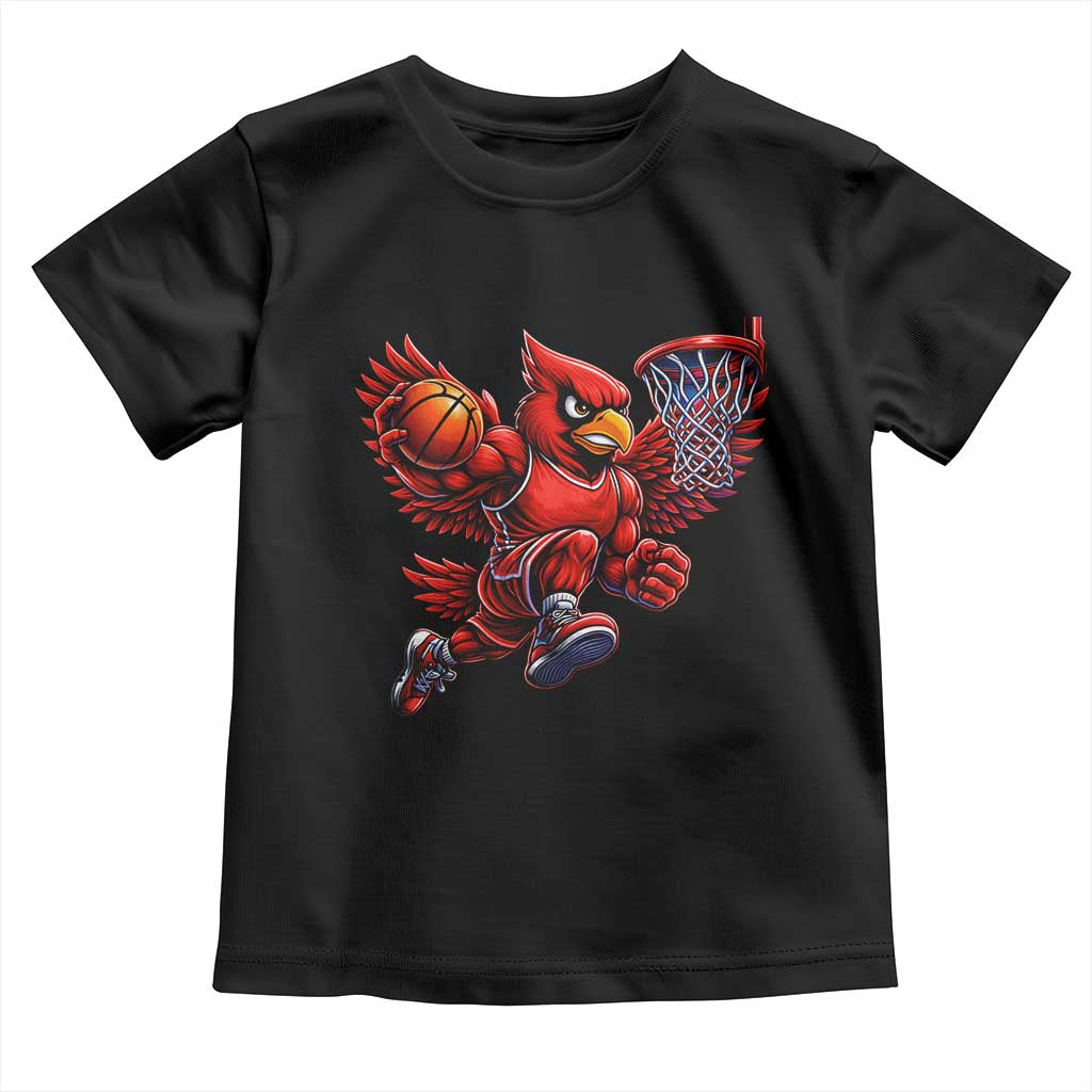 Cardinal Playing Basketball Graphic Toddler T Shirt Dunk Mascot Sports Fan Gift