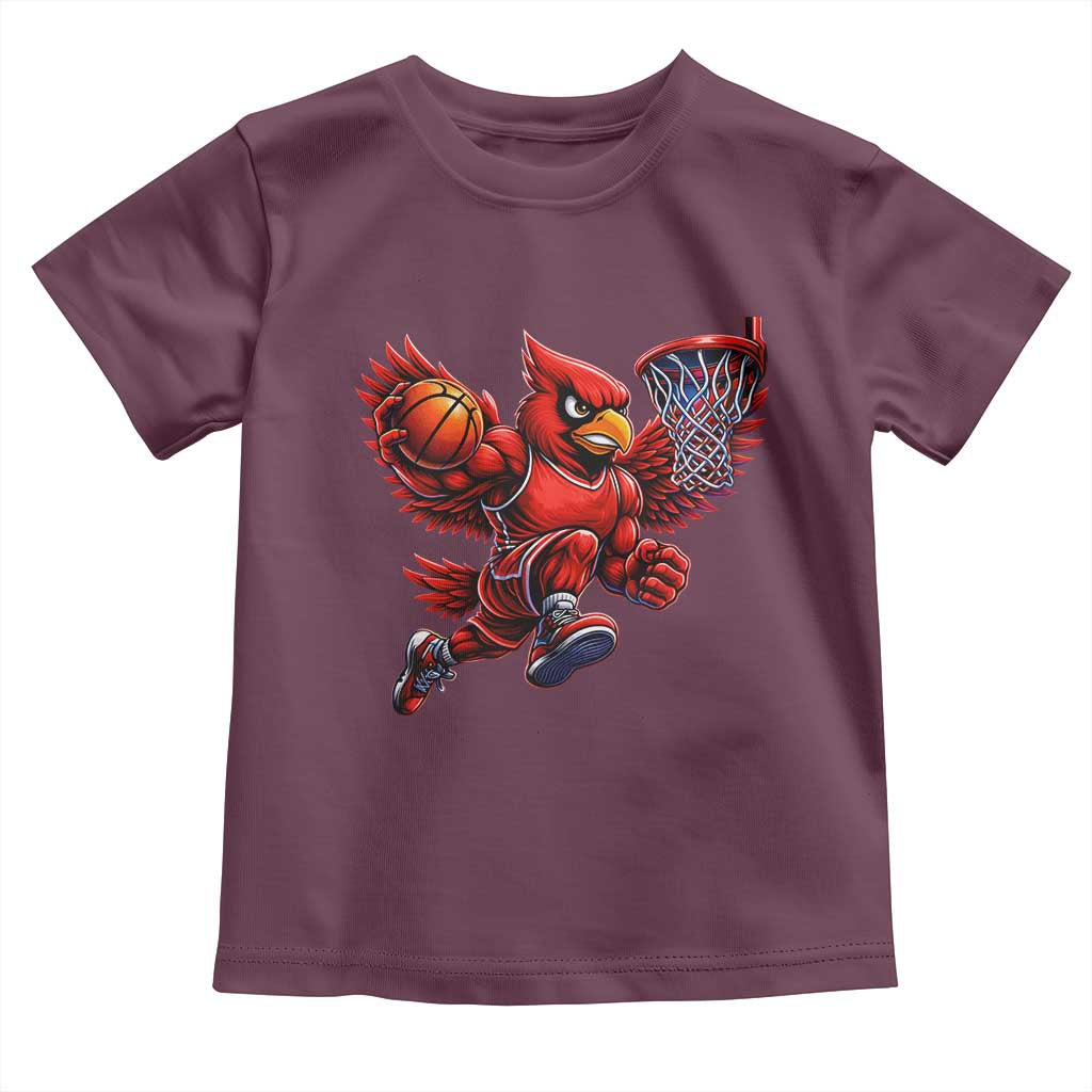 Cardinal Playing Basketball Graphic Toddler T Shirt Dunk Mascot Sports Fan Gift
