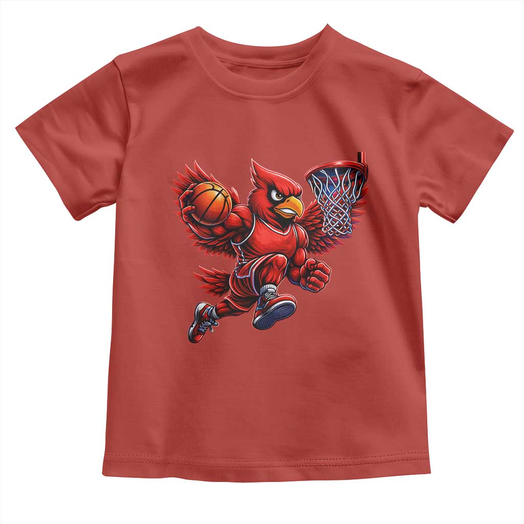 Cardinal Playing Basketball Graphic Toddler T Shirt Dunk Mascot Sports Fan Gift