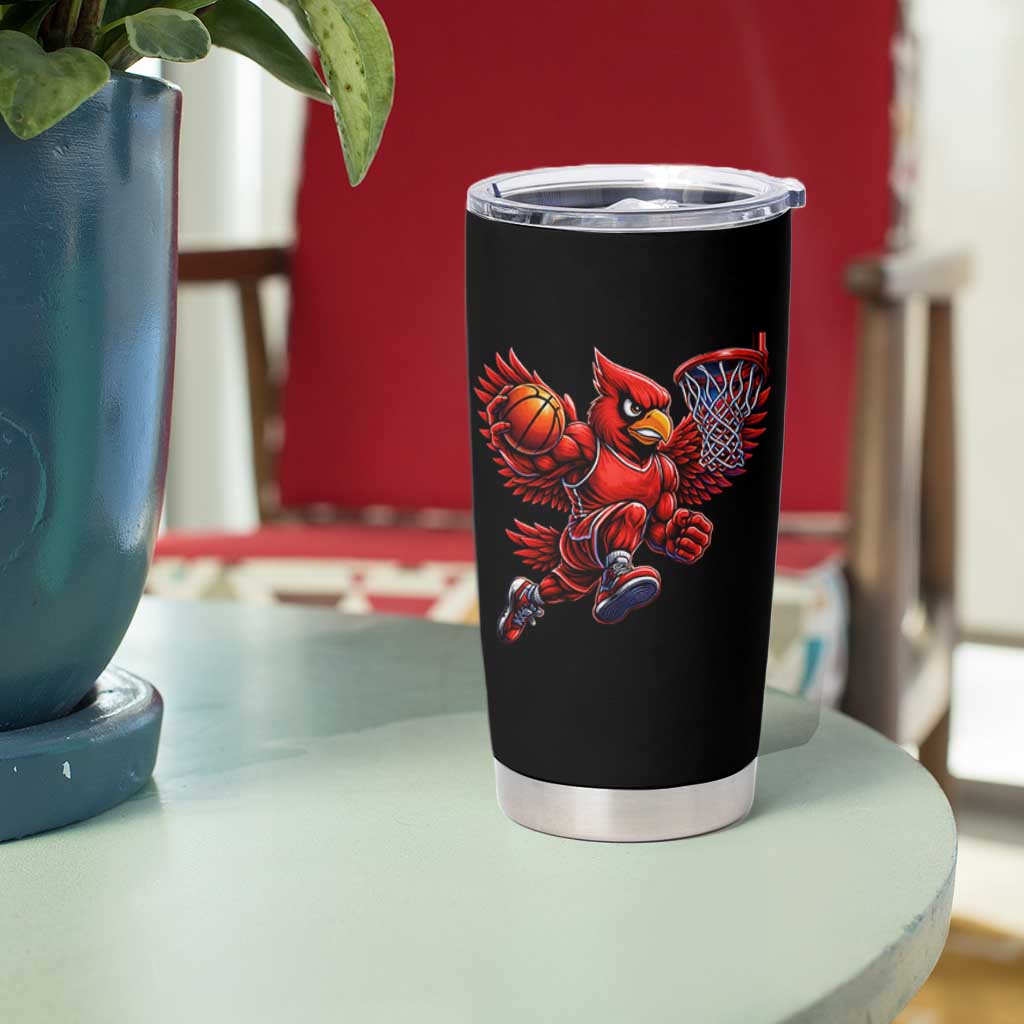 Cardinal Playing Basketball Graphic Tumbler Cup Dunk Mascot Sports Fan Gift