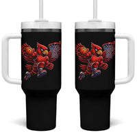 Cardinal Playing Basketball Graphic Tumbler With Handle Dunk Mascot Sports Fan Gift