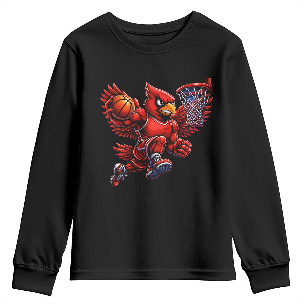 Cardinal Playing Basketball Graphic Youth Sweatshirt Dunk Mascot Sports Fan Gift