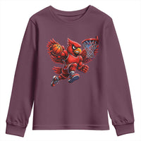 Cardinal Playing Basketball Graphic Youth Sweatshirt Dunk Mascot Sports Fan Gift