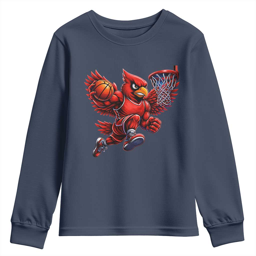Cardinal Playing Basketball Graphic Youth Sweatshirt Dunk Mascot Sports Fan Gift