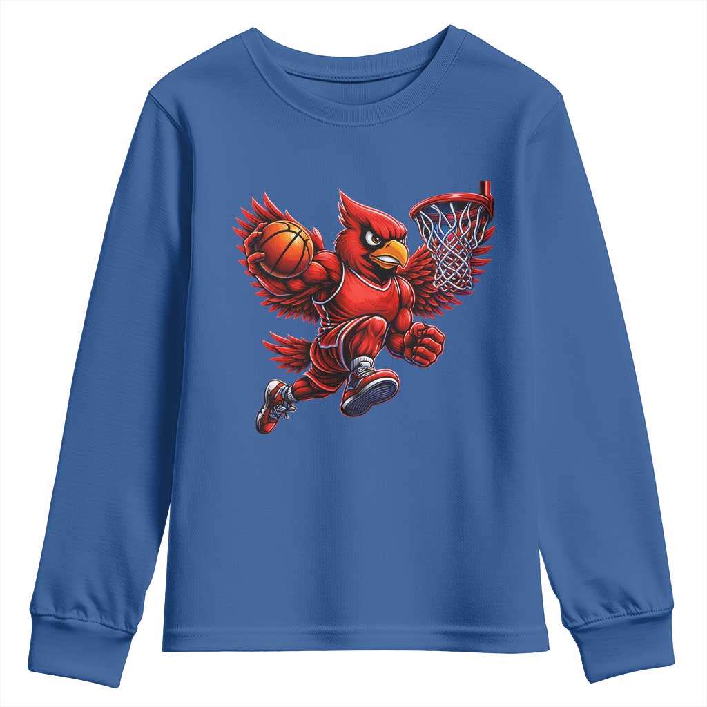Cardinal Playing Basketball Graphic Youth Sweatshirt Dunk Mascot Sports Fan Gift