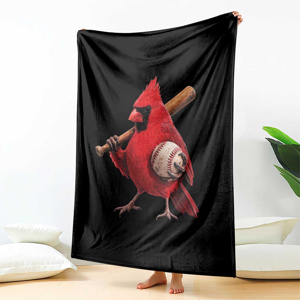 Cardinals Baseball Player Throw Blanket Retro STL Redbird Fan Bird Mascot Baseball