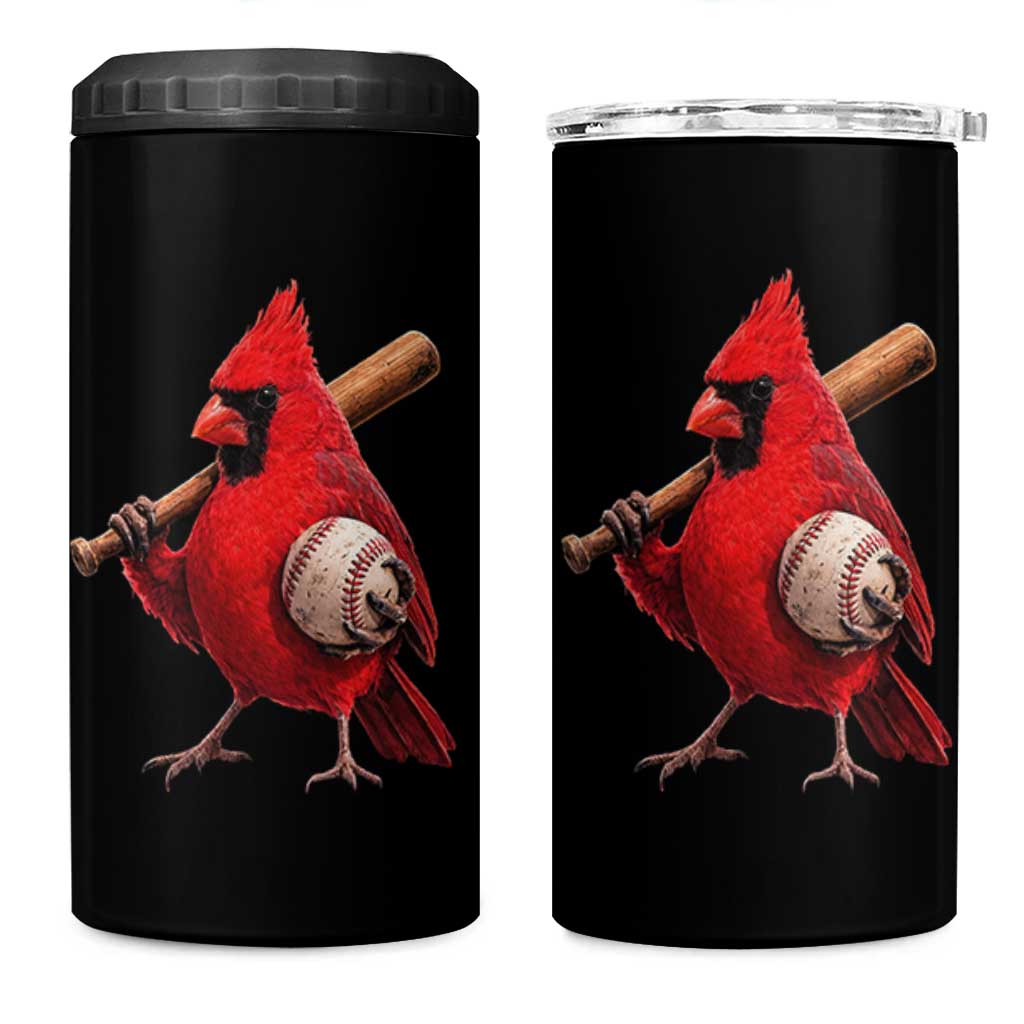 Cardinals Baseball Player 4 in 1 Can Cooler Tumbler Retro STL Redbird Fan Bird Mascot Baseball