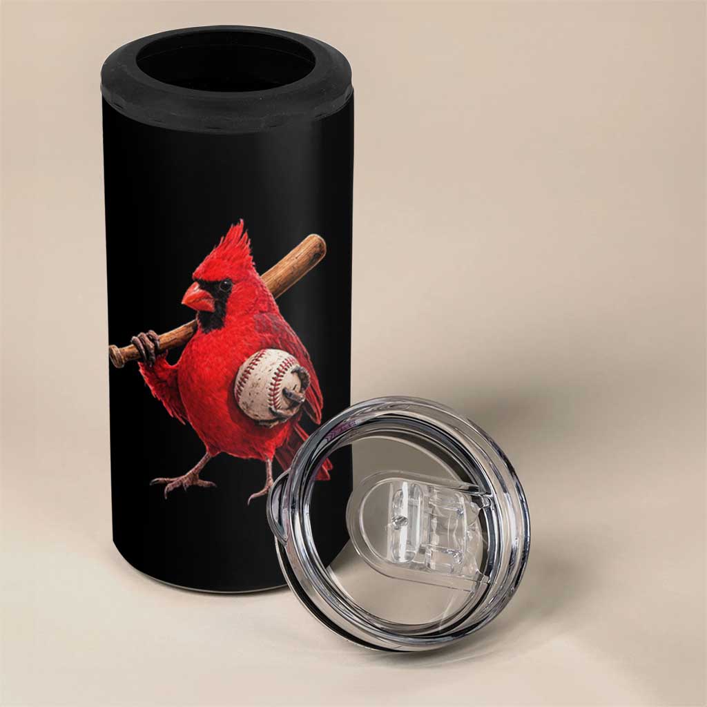 Cardinals Baseball Player 4 in 1 Can Cooler Tumbler Retro STL Redbird Fan Bird Mascot Baseball
