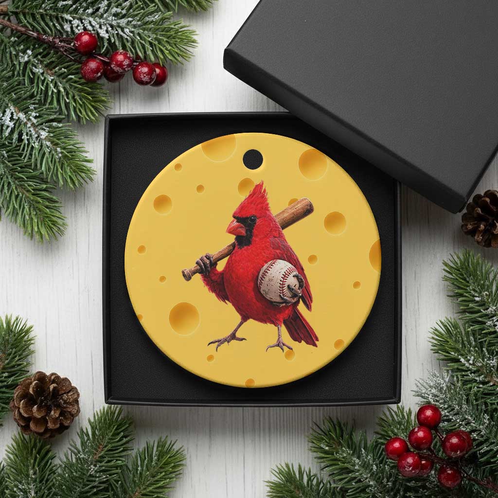 Cardinals Baseball Player Ceramic Ornament Retro STL Redbird Fan Bird Mascot Baseball