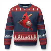 Cardinals Baseball Player Ugly Christmas Sweater Retro STL Redbird Fan Bird Mascot Baseball