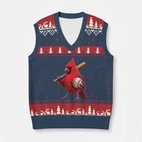 Cardinals Baseball Player V-Neck Knit Sweater Vest Retro STL Redbird Fan Bird Mascot Baseball