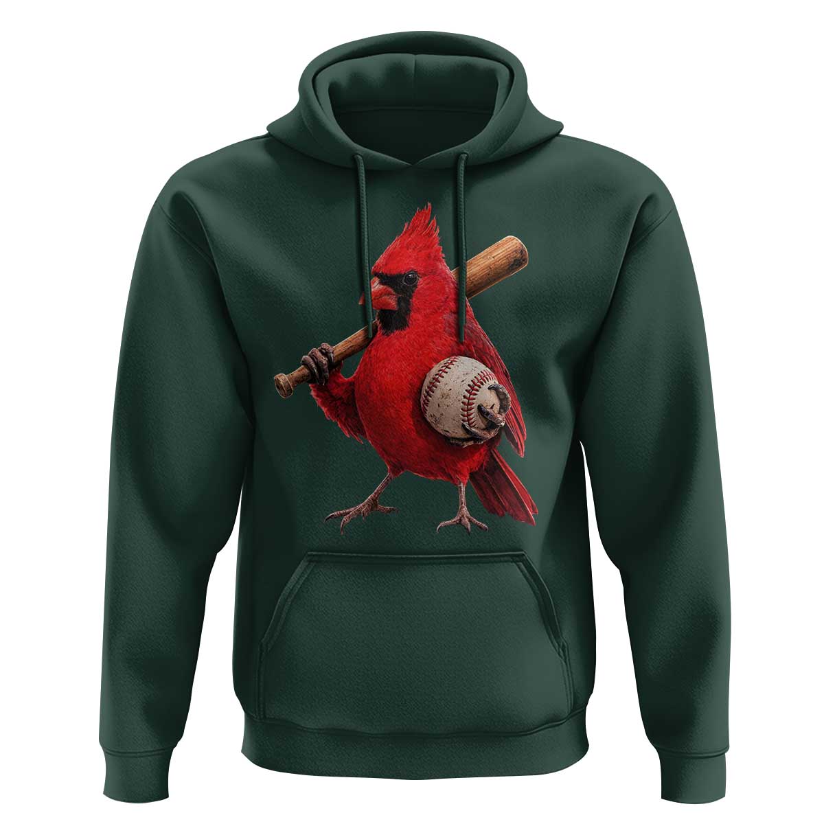 Cardinals Baseball Player Hoodie Retro STL Redbird Fan Bird Mascot Baseball