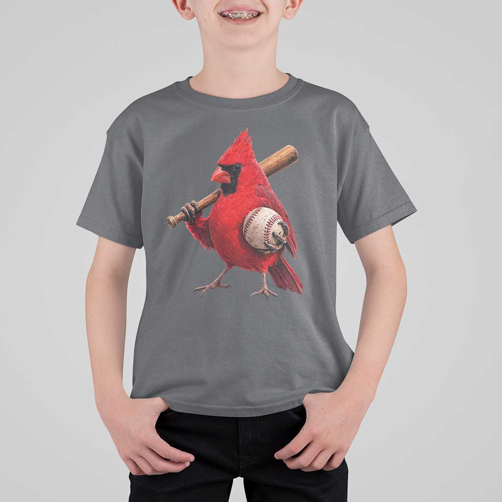 Cardinals Baseball Player T Shirt For Kid Retro STL Redbird Fan Bird Mascot Baseball