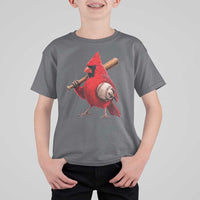 Cardinals Baseball Player T Shirt For Kid Retro STL Redbird Fan Bird Mascot Baseball