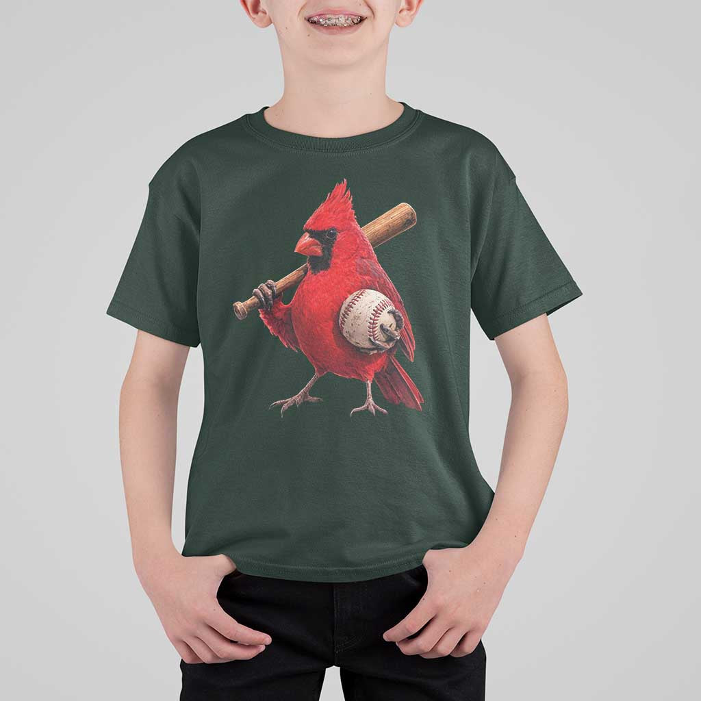 Cardinals Baseball Player T Shirt For Kid Retro STL Redbird Fan Bird Mascot Baseball