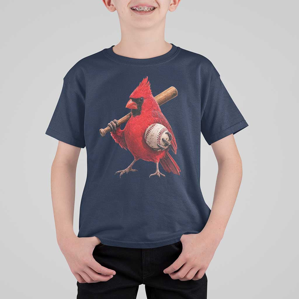 Cardinals Baseball Player T Shirt For Kid Retro STL Redbird Fan Bird Mascot Baseball