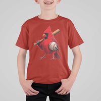 Cardinals Baseball Player T Shirt For Kid Retro STL Redbird Fan Bird Mascot Baseball
