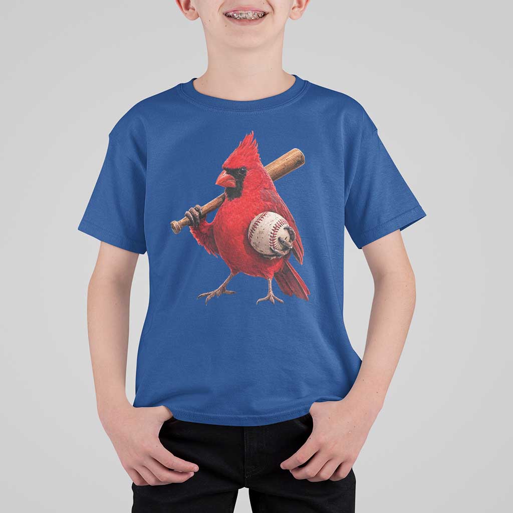 Cardinals Baseball Player T Shirt For Kid Retro STL Redbird Fan Bird Mascot Baseball