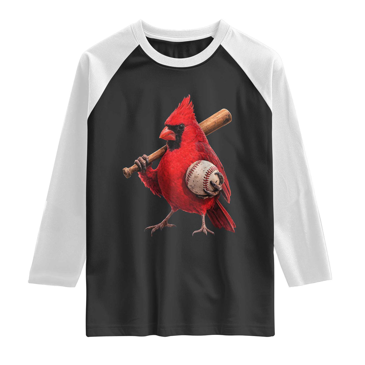 Cardinals Baseball Player Raglan Shirt Retro STL Redbird Fan Bird Mascot Baseball