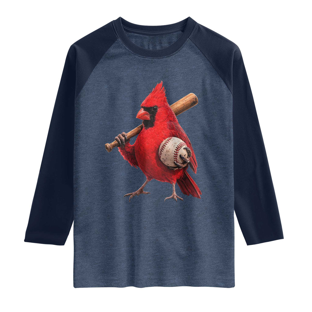 Cardinals Baseball Player Raglan Shirt Retro STL Redbird Fan Bird Mascot Baseball