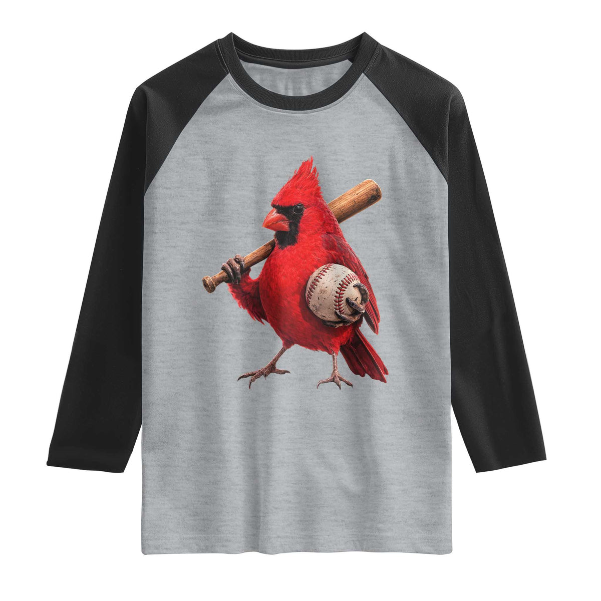 Cardinals Baseball Player Raglan Shirt Retro STL Redbird Fan Bird Mascot Baseball