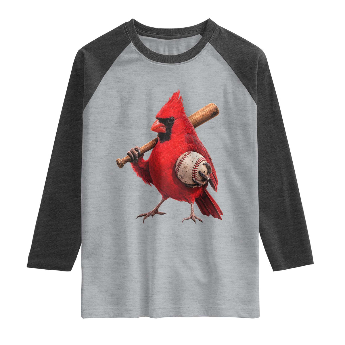 Cardinals Baseball Player Raglan Shirt Retro STL Redbird Fan Bird Mascot Baseball