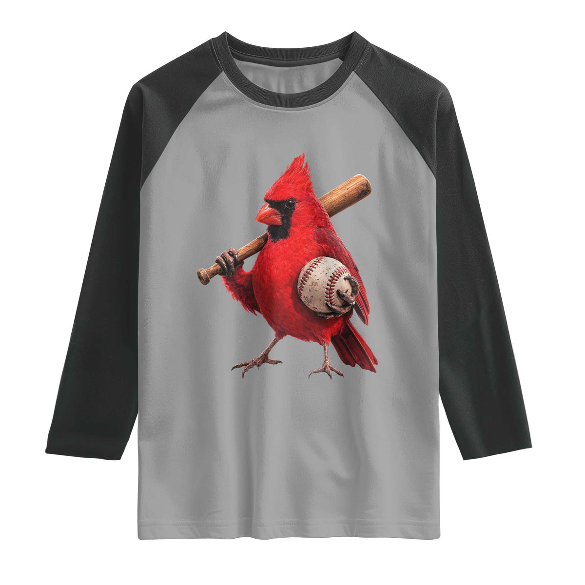 Cardinals Baseball Player Raglan Shirt Retro STL Redbird Fan Bird Mascot Baseball