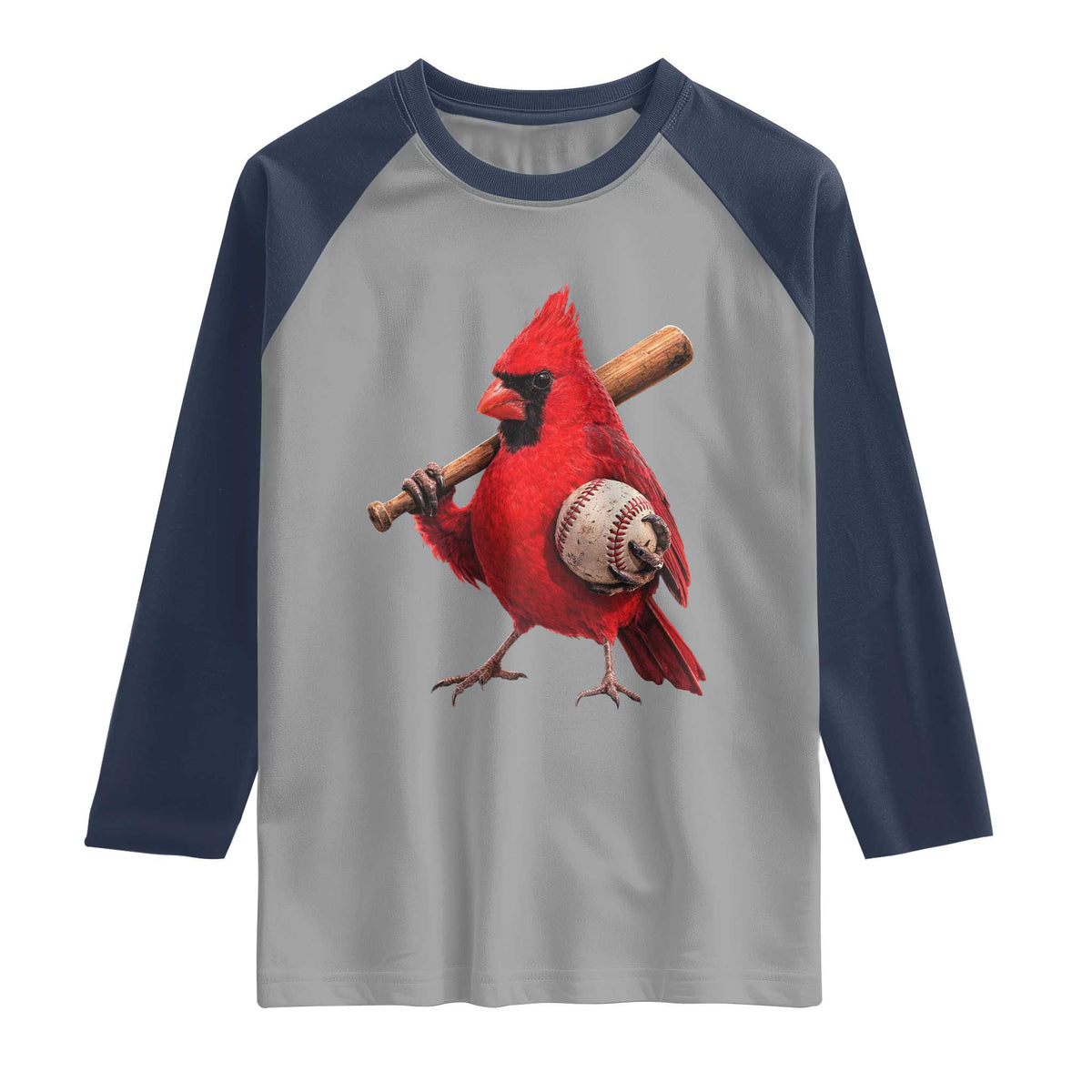 Cardinals Baseball Player Raglan Shirt Retro STL Redbird Fan Bird Mascot Baseball