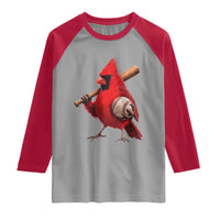Cardinals Baseball Player Raglan Shirt Retro STL Redbird Fan Bird Mascot Baseball