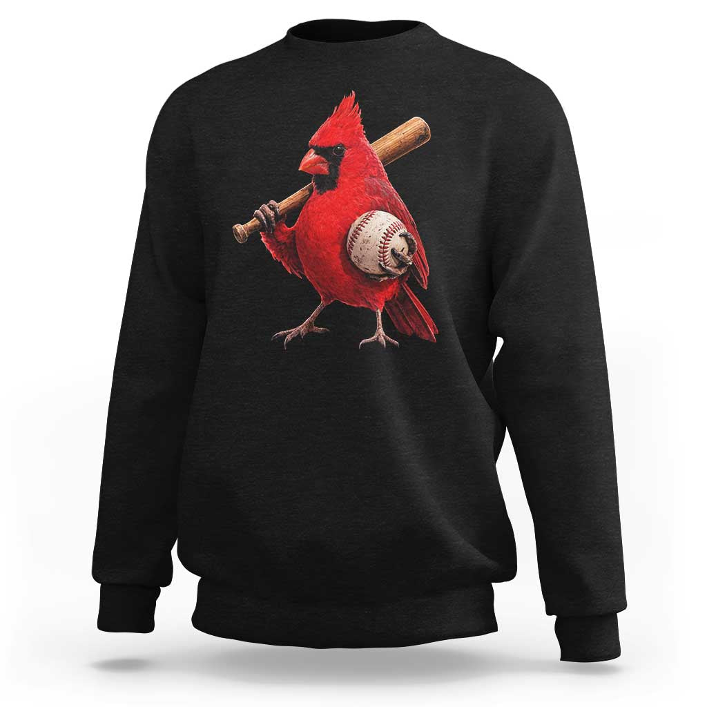 Cardinals Baseball Player Sweatshirt Retro STL Redbird Fan Bird Mascot Baseball
