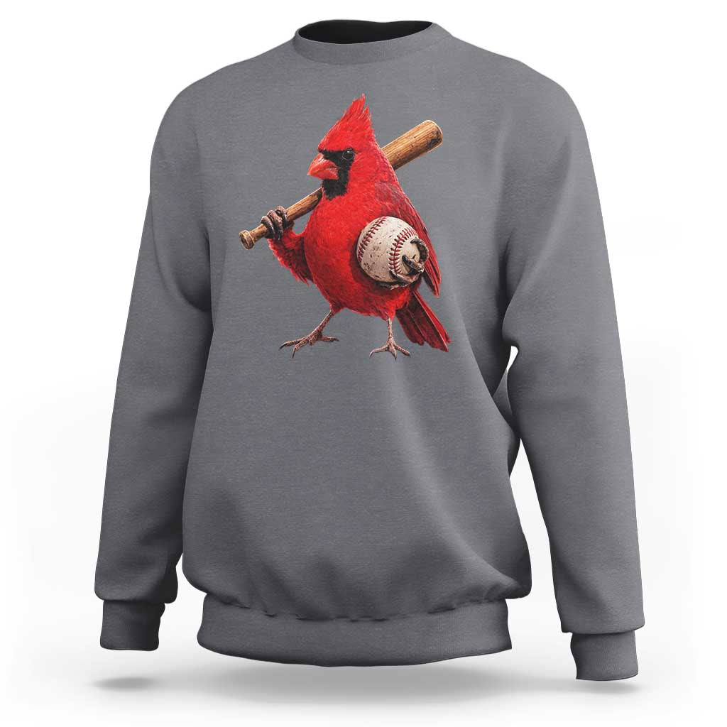 Cardinals Baseball Player Sweatshirt Retro STL Redbird Fan Bird Mascot Baseball