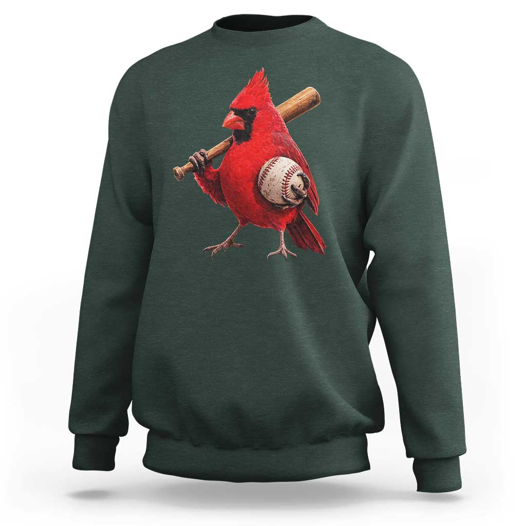 Cardinals Baseball Player Sweatshirt Retro STL Redbird Fan Bird Mascot Baseball
