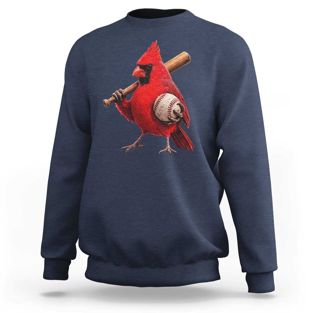 Cardinals Baseball Player Sweatshirt Retro STL Redbird Fan Bird Mascot Baseball