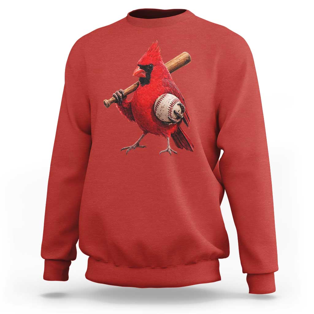 Cardinals Baseball Player Sweatshirt Retro STL Redbird Fan Bird Mascot Baseball