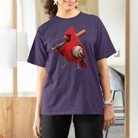 Cardinals Baseball Player T Shirt For Women Retro STL Redbird Fan Bird Mascot Baseball