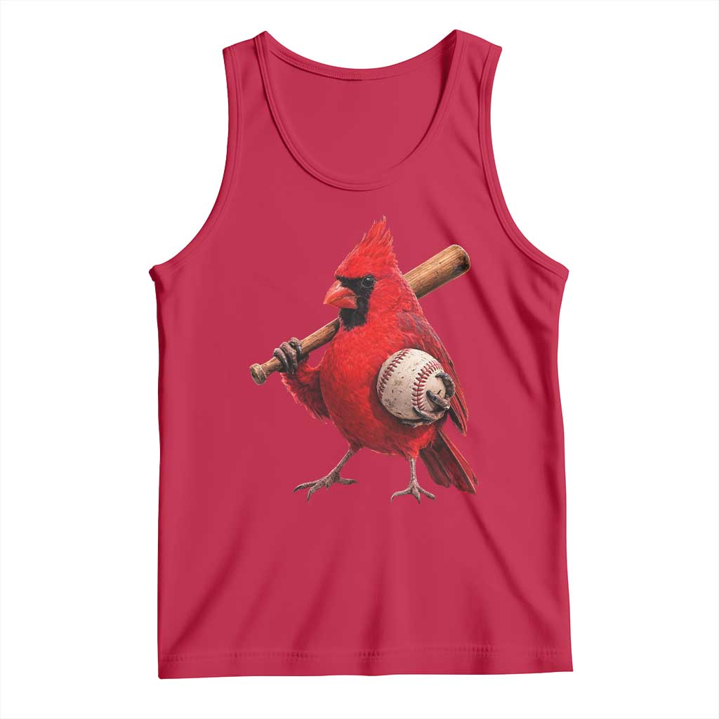 Cardinals Baseball Player Tank Top Retro STL Redbird Fan Bird Mascot Baseball
