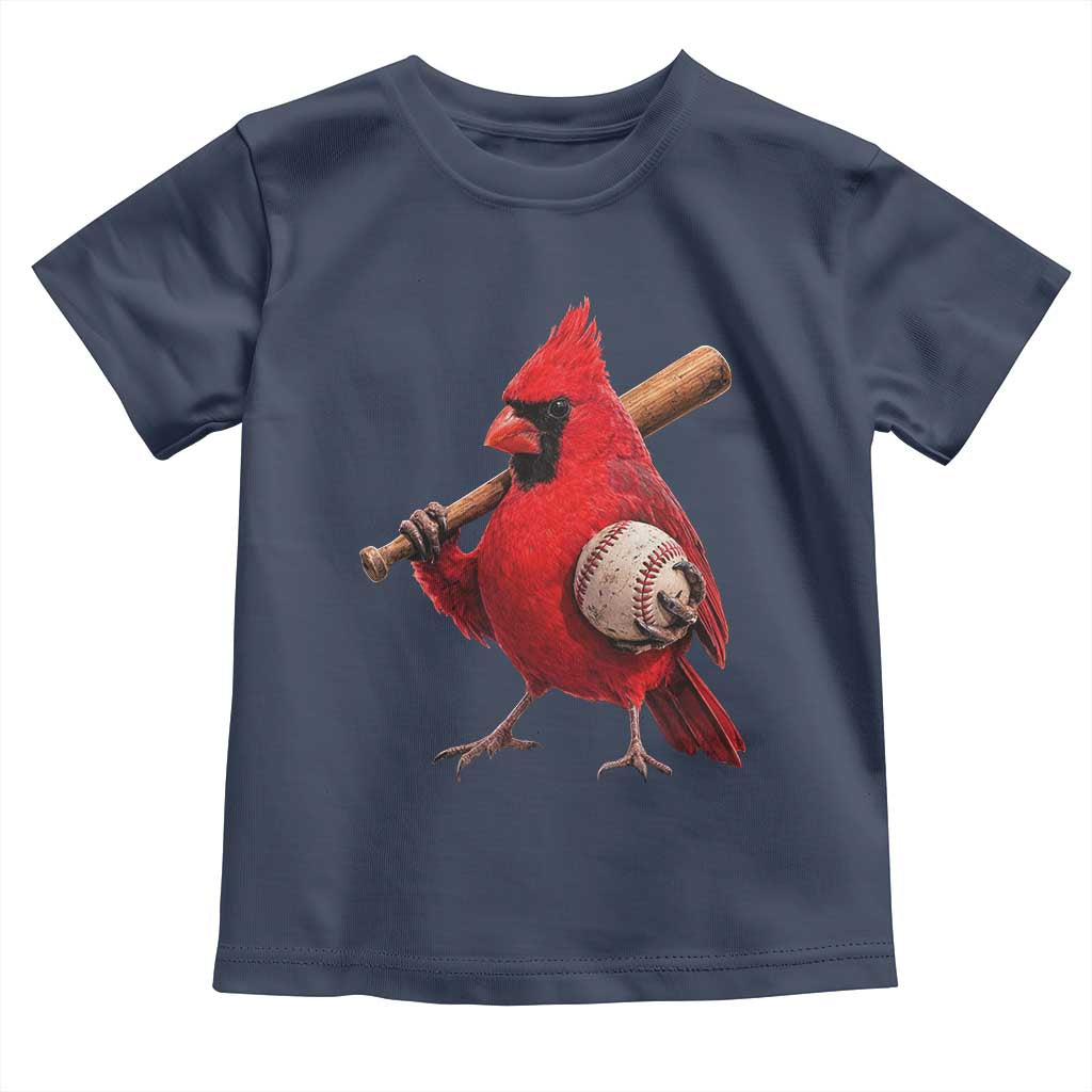Cardinals Baseball Player Toddler T Shirt Retro STL Redbird Fan Bird Mascot Baseball