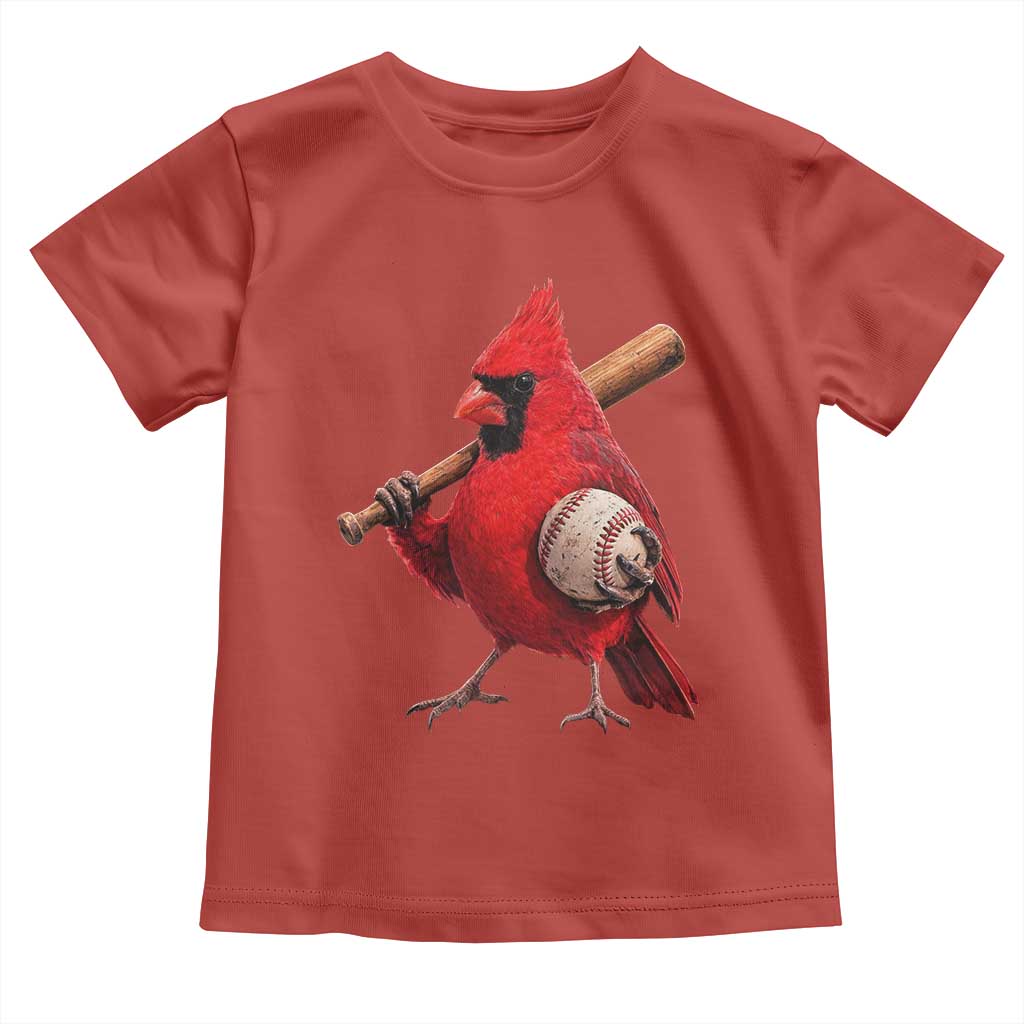 Cardinals Baseball Player Toddler T Shirt Retro STL Redbird Fan Bird Mascot Baseball