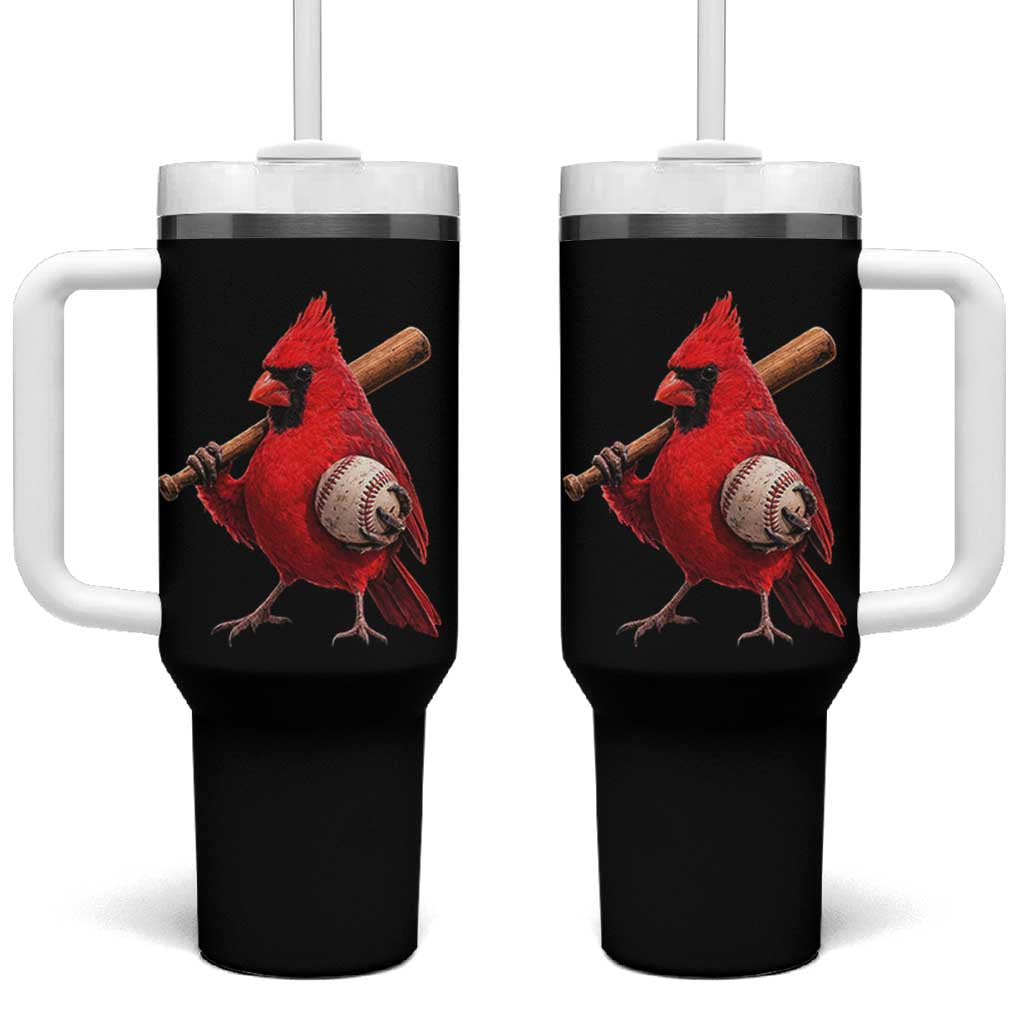 Cardinals Baseball Player Tumbler With Handle Retro STL Redbird Fan Bird Mascot Baseball