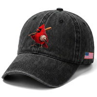 Cardinals Baseball Player Washed Cotton Baseball Cap Retro STL Redbird Fan Bird Mascot Baseball