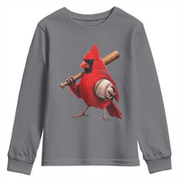 Cardinals Baseball Player Youth Sweatshirt Retro STL Redbird Fan Bird Mascot Baseball