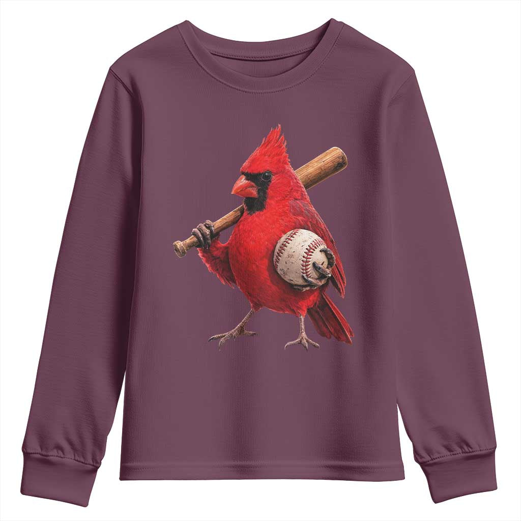 Cardinals Baseball Player Youth Sweatshirt Retro STL Redbird Fan Bird Mascot Baseball
