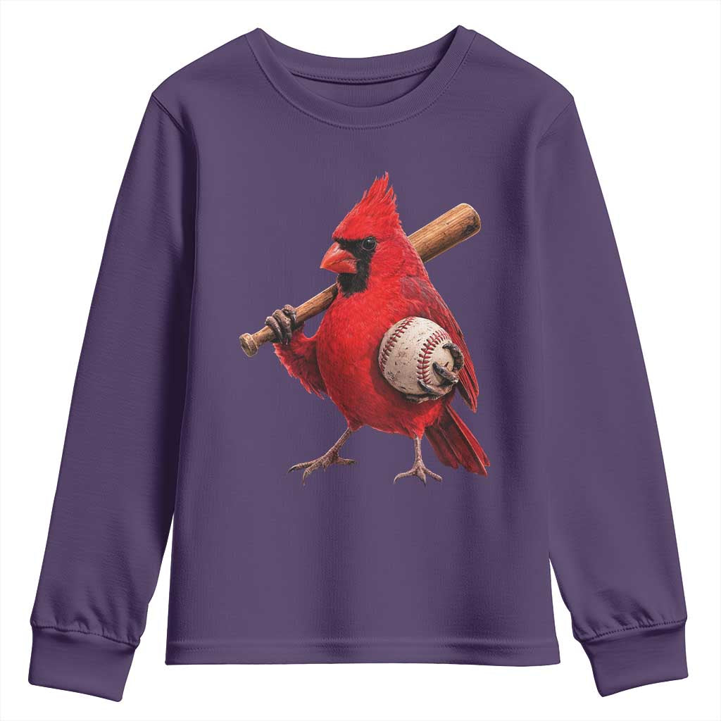 Cardinals Baseball Player Youth Sweatshirt Retro STL Redbird Fan Bird Mascot Baseball