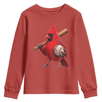Cardinals Baseball Player Youth Sweatshirt Retro STL Redbird Fan Bird Mascot Baseball